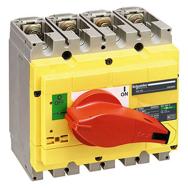 switch disconnector, Compact INS250-160 , 160 A, with red rotary handle and yellow front, 4 poles image 1