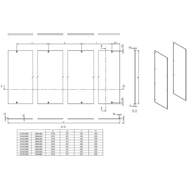 Side panels (pair) H=2000 D=800 mm sheet steel RAL7035 image 4