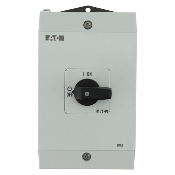 On-Off switch, P1, 40 A, surface mounting, 3 pole, with black thumb grip and front plate, hard knockout version image 7