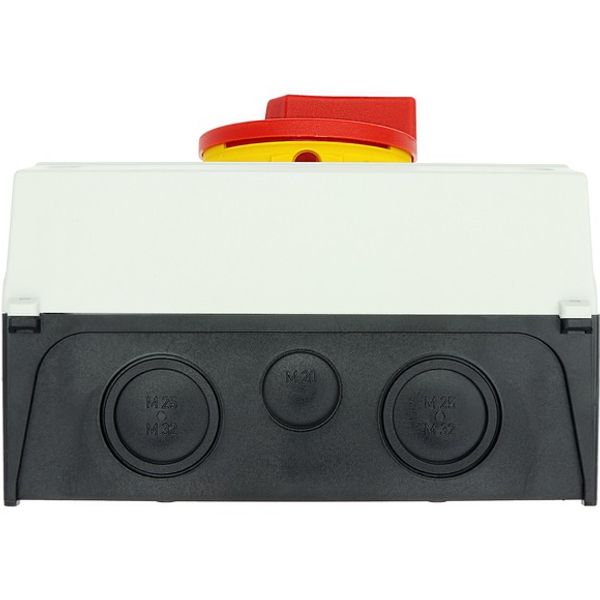 Main switch, P3, 63 A, surface mounting, 3 pole, 1 N/O, 1 N/C, Emergency switching off function, With red rotary handle and yellow locking ring, Locka image 14