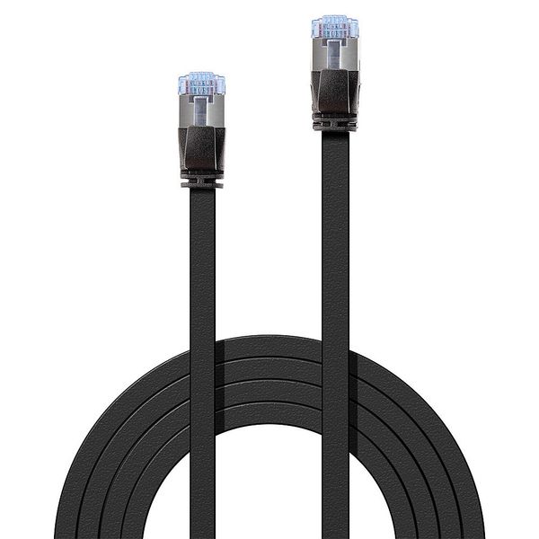 10m Cat.6A U/FTP Flat Network Cable, Black RJ45, M/M, 500MHz, copper, 32AWG image 2