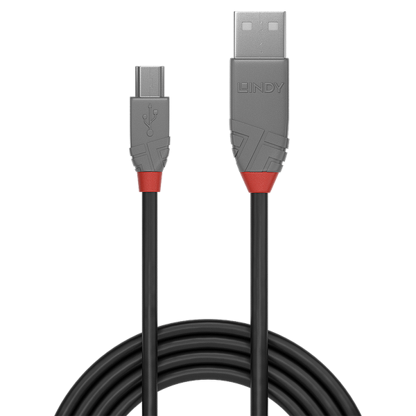 3m USB 2.0 Type A to Mini-B Cable, Anthra Line USB Type A Male to Mini-B Male image 2