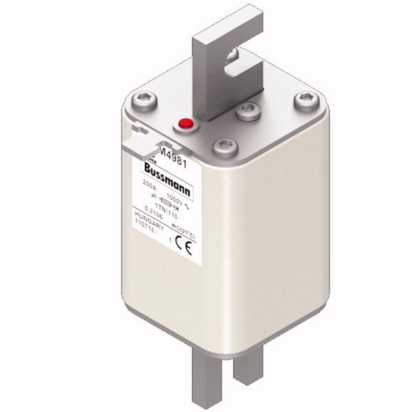 Fuse-link, high speed, 200 A, AC 1000 V, DIN 1, 51 x 69 x 138 mm, aR, DIN, IEC, type T indicator image 3