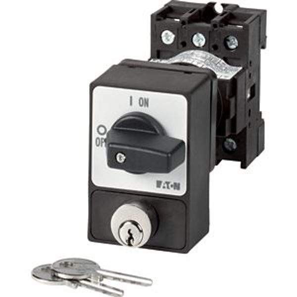 ON-OFF switches, P1, 32 A, rear mounting, 3 pole, with black thumb grip and front plate, Cylinder lock SVA image 2
