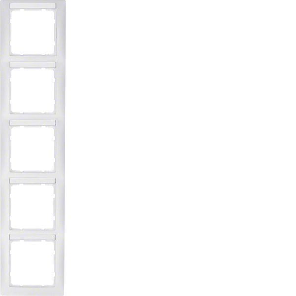 Frame with labelling field 5gang vertical S.1, polar white matt image 1