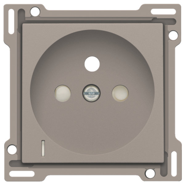 Finishing set with transparent lens for socket outlet with voltage indication, pin earthing and shutters, flush-mounting depth of 28.5mm, bronze coated image 1