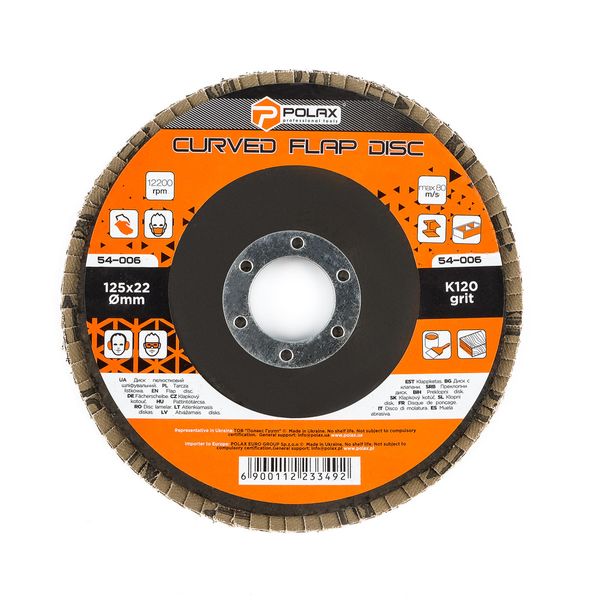 Curved Flap disc 125 * 22мм Abrasive grit K120 image 1