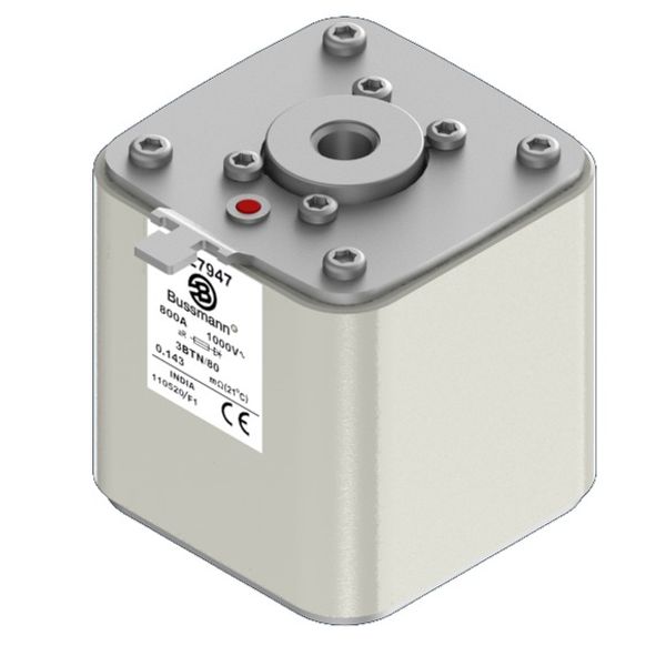 Fuse-link, high speed, 800 A, AC 1000 V, Size 3, 76 x 76 x 81 mm, aR, IEC, single indicator image 2