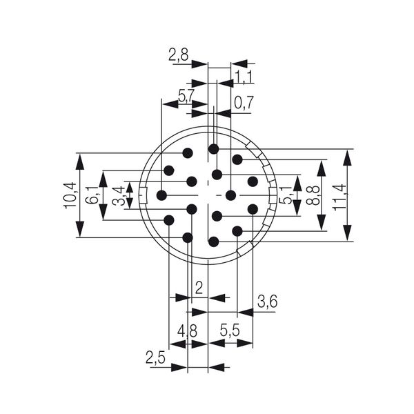 contact insert (circular connector), Solder-in pin, 17 mm, Print conta image 1