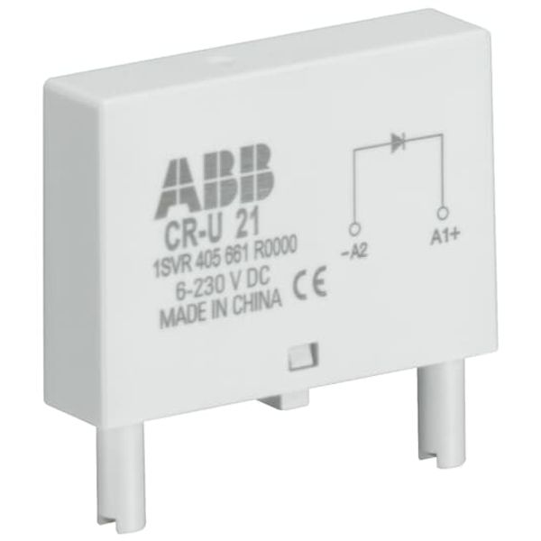 CR-U 41BV Pluggable module diode and LED green, 24-60VDC,A1+, A2- image 4