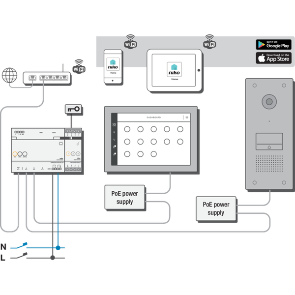 External video unit for Niko Home Control, with 1 illuminated touch bu image 3