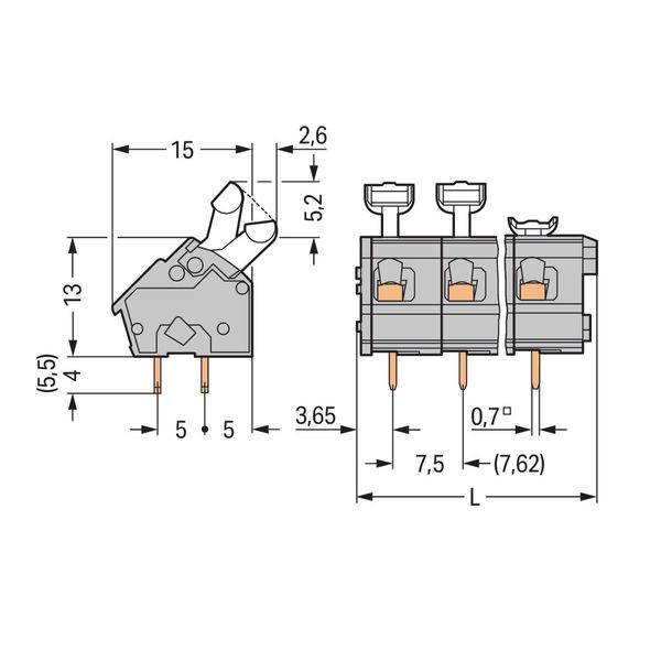 PCB terminal block push-button 2.5 mm² light gray image 2