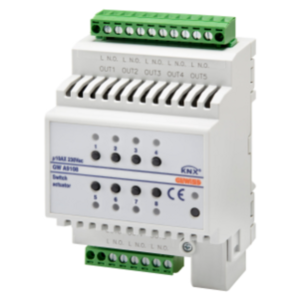 SWITCH ACTUATOR - 8 CHANNELS - 10AX - KNX - IP20 - 4 MODULES - DIN RAIL MOUNTING image 1