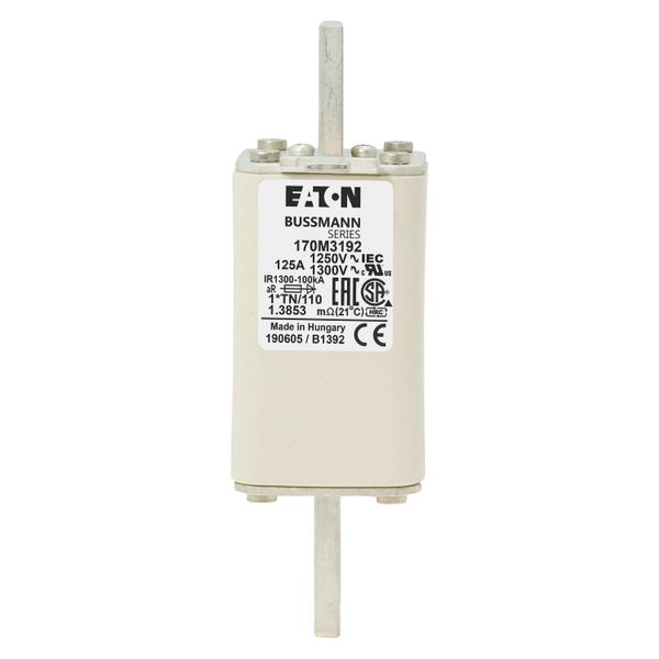 Fuse-link, high speed, 125 A, AC 1250 V, compact size 1, 45 x 58 x 138 mm, aR, DIN, IEC, type T indicator image 15