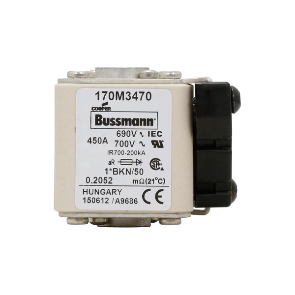 Fuse-link, high speed, 450 A, AC 690 V, compact size 1, aR, IEC, UL, single indicator image 14