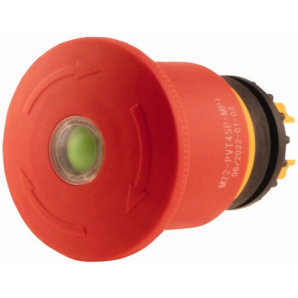 Emergency stop/emergency switching off pushbutton, RMQ-Titan, Palm shape, 45 mm, Non-illuminated, Turn-to-release function, Red, yellow, RAL 3000, wit image 3