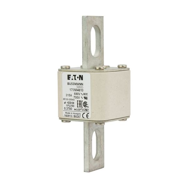 Fuse-link, high speed, 315 A, AC 690 V, size 1, 53 x 69 x 136 mm, aR, IEC, UL, no indicator, 90 mm centers image 6