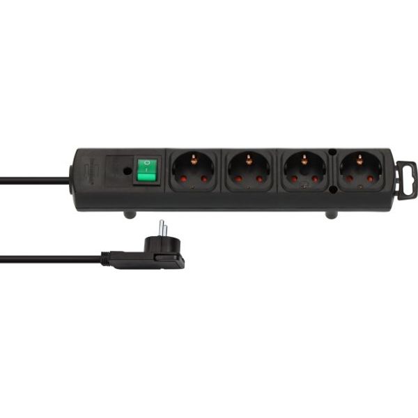 Comfort Line Plus Extension Socket With Flat Plug 4-way black 2m H05VV-F 3G1.5 image 1