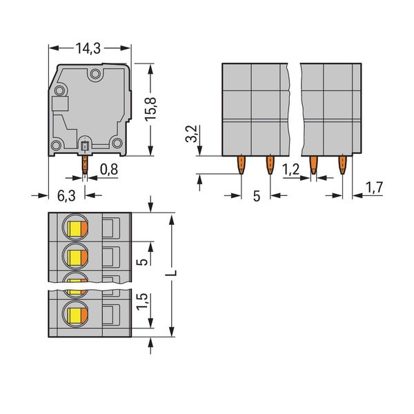 PCB terminal block 2.5 mm² Pin spacing 5 mm light gray image 2