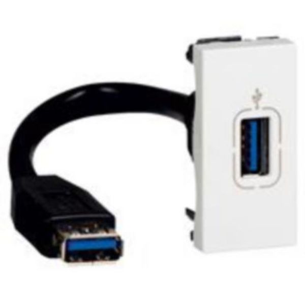 USB female 2.0 socket Arteor - preterminated - with a 15 cm cord - 1 module - white image 1