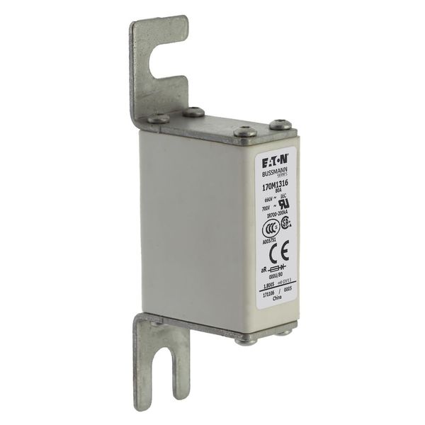 Fuse-link, high speed, 80 A, AC 690 V, DIN 000, 21 x 40 x 100 mm, aR, DIN, IEC image 32