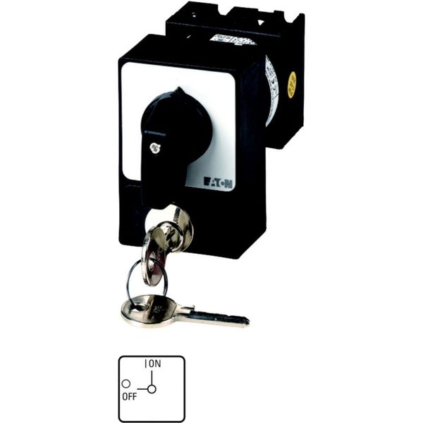 ON-OFF switches, T0, 20 A, flush mounting, 3 pole, with black thumb grip and front plate, Cylinder lock SVA image 3