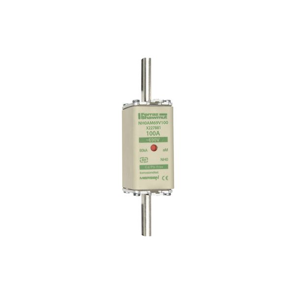 Fuse-link NH0 aM 690VAC 100A live tags Double indicator image 1