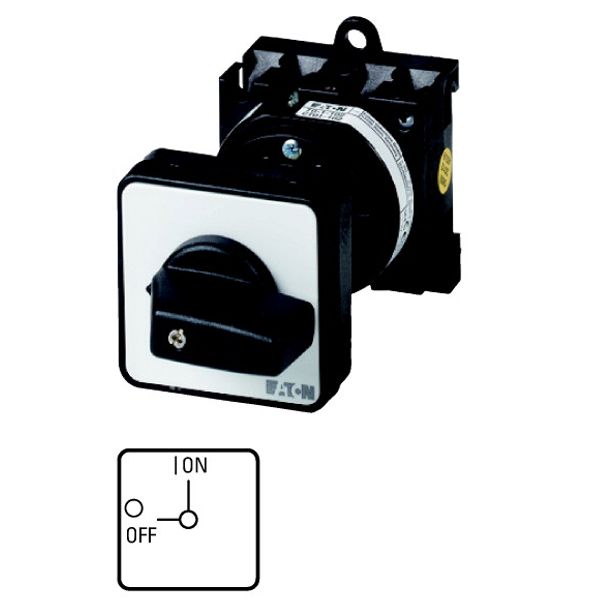 On-Off switch, T0, 20 A, rear mounting, 4 contact unit(s), 8-pole, with black thumb grip and front plate image 1