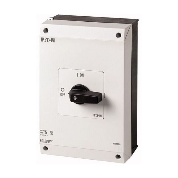 On-Off switch, P3, 100 A, surface mounting, 3 pole, 1 N/O, 1 N/C, with black thumb grip and front plate, UL/CSA image 4