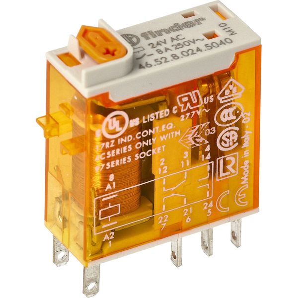 Mini.ind.relays 2CO 8A/12VAC/Agni+Au/Test button/Mech.ind. (46.52.8.012.5040) image 3