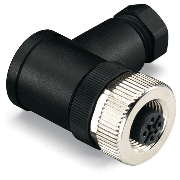 Fitted pluggable connector 4-pole M12 socket, right angle image 2