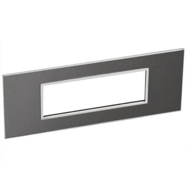 Italian / US standard plate Arteor square version 6 modules - brushed metal black image 1