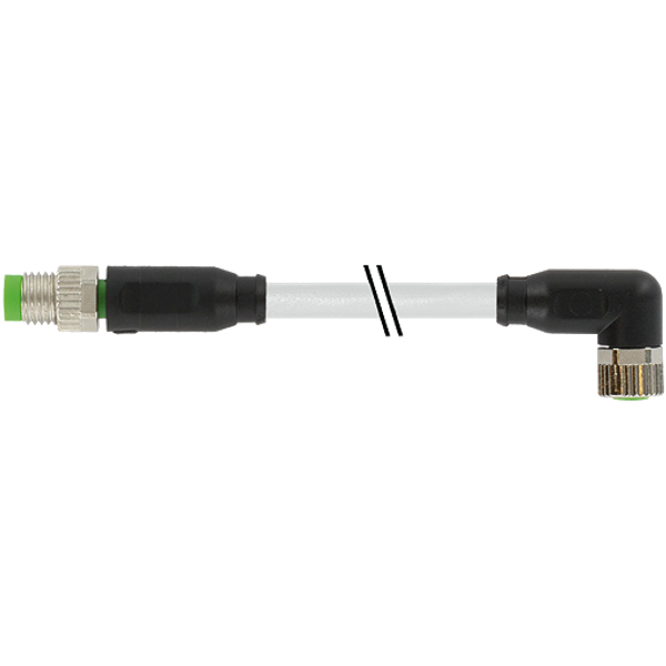 M8 male 0°/M8 fem. 90° A-cod. PUR 4x0.34 shielded gy+drag-ch 5m image 1