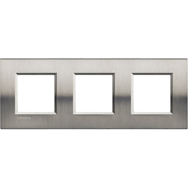 LL - cover plate 2x3P 71mm brushed steel image 2