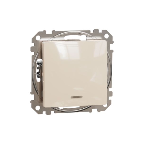 Sedna Design & Elements, 2-way switch 16AX Blue Locator LED, beige image 3