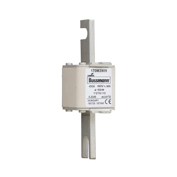 Fuse-link, high speed, 450 A, AC 690 V, compact size 1, 43 x 59 x 141 mm, aR, DIN, IEC, visual indicator image 9