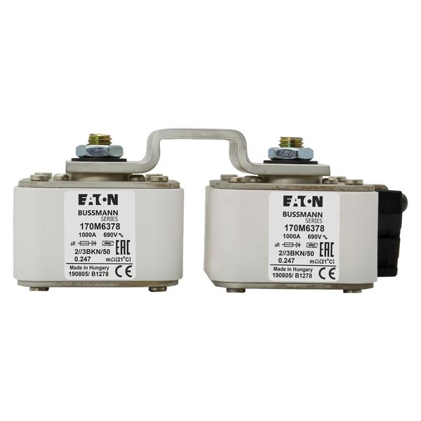 Fuse-link, high speed, 1000 A, AC 690 V, 2 x size 3, 74 x 177 x 72 mm, aR, IEC, single indicator image 5