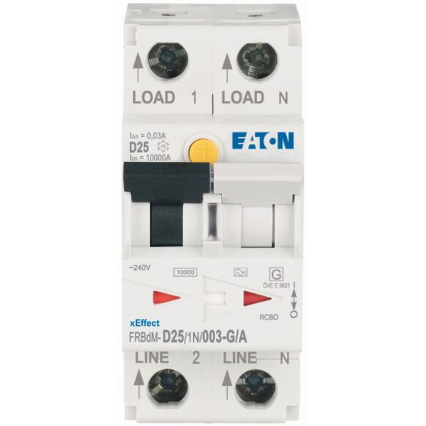 Electronic RCD/MCB combination, 25 A, 30 mA, MCB trip characteristic: D, 1p+N, RCD trip characteristic: A image 2