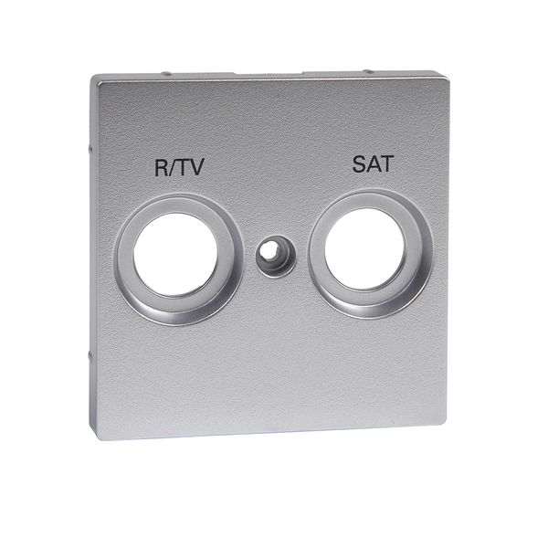 Central plate marked R/TV+SAT for antenna socket-outlet, aluminium, System M image 3