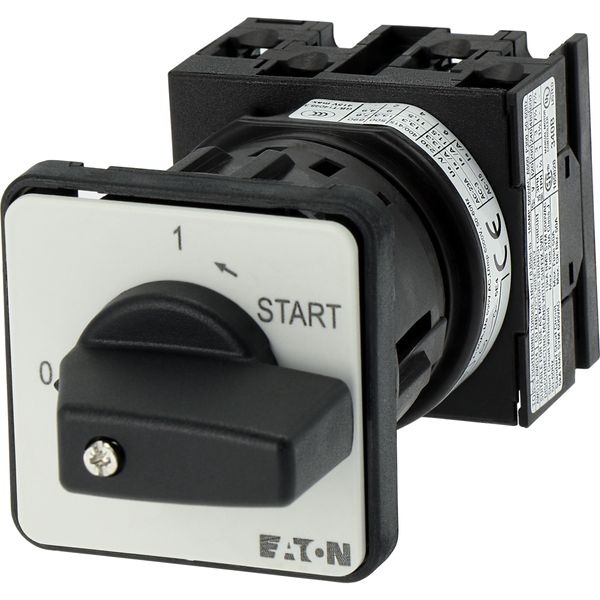 ON-OFF button, T0, 20 A, center mounting, 2 contact unit(s), Contacts: 4, Spring-return in START position, 90 °, maintained, With 0 (Off) position, Wi image 9