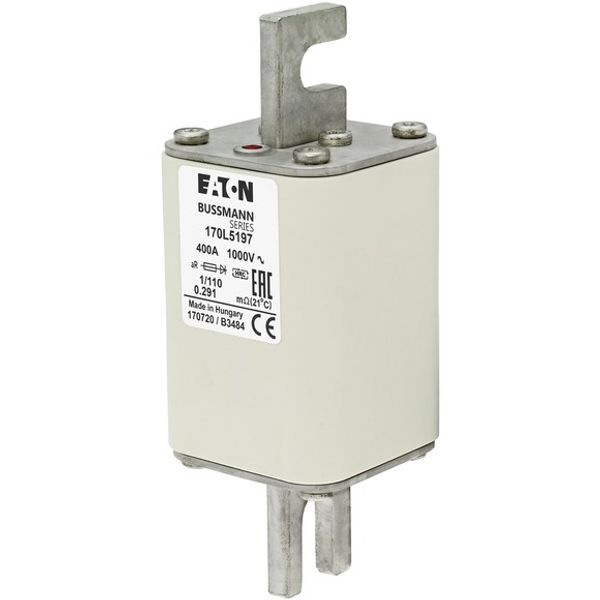 Fuse-link, high speed, 400 A, AC 1000 V, Size 1, 51 x 51 x 141 mm, aR, DIN, IEC, single indicator image 3