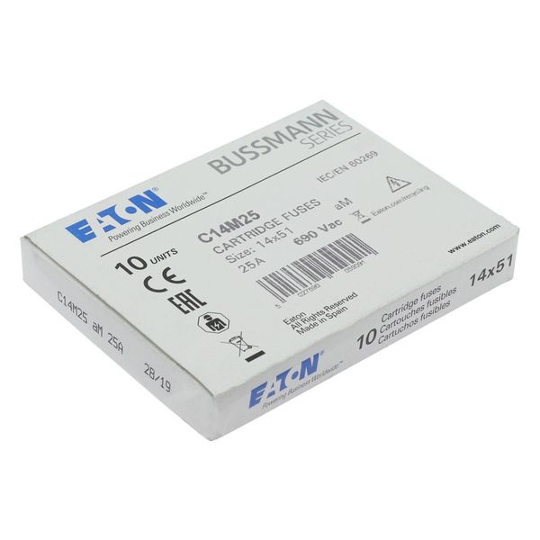 Fuse-link, LV, 25 A, AC 690 V, 14 x 51 mm, aM, IEC image 12