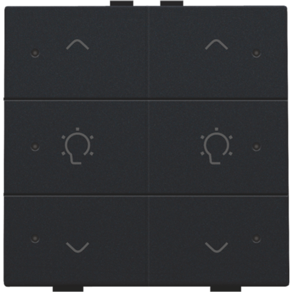 Double dimming control with LED for Niko Home Control, black coated image 1