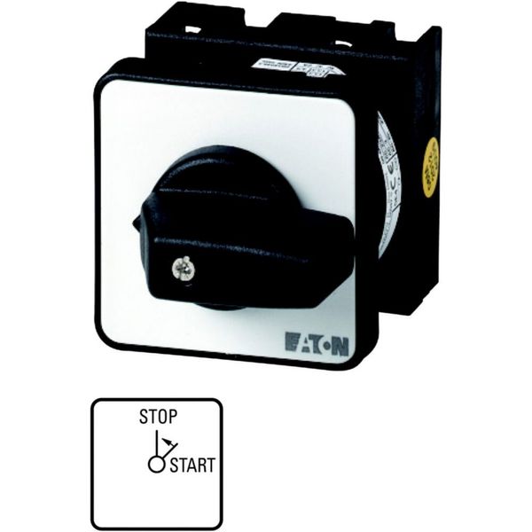 On switches, T0, 20 A, flush mounting, 1 contact unit(s), Contacts: 1, 90 °, momentary, Without 0 (Off) position, With spring-return to STOP, STOP image 1