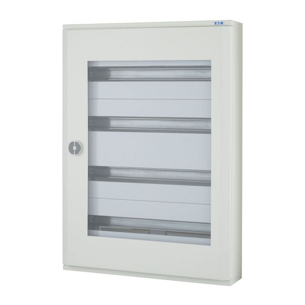 Complete surface-mounted flat distribution board with window, grey, 24 SU per row, 4 rows, type C image 1