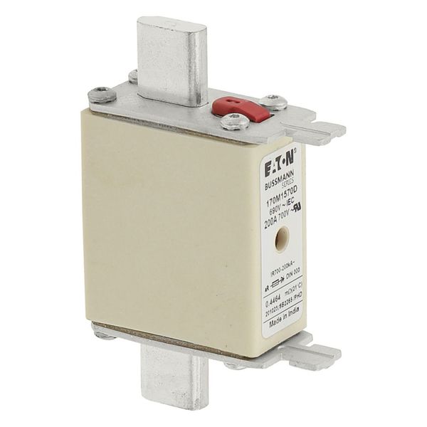 Fuse-link, high speed, 200 A, AC 690 V, DIN 000, aR, DIN, IEC, dual indicator, live gripping lugs image 10