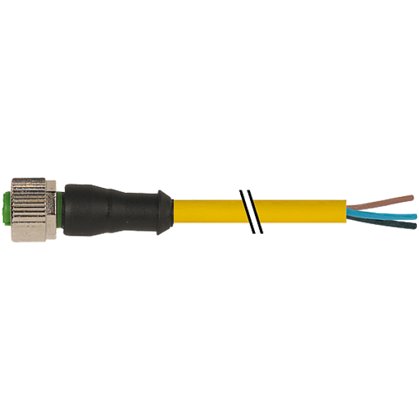 M12 female 0° A-cod. with cable PUR 3x0.34 ye UL/CSA+drag ch. 3m image 1