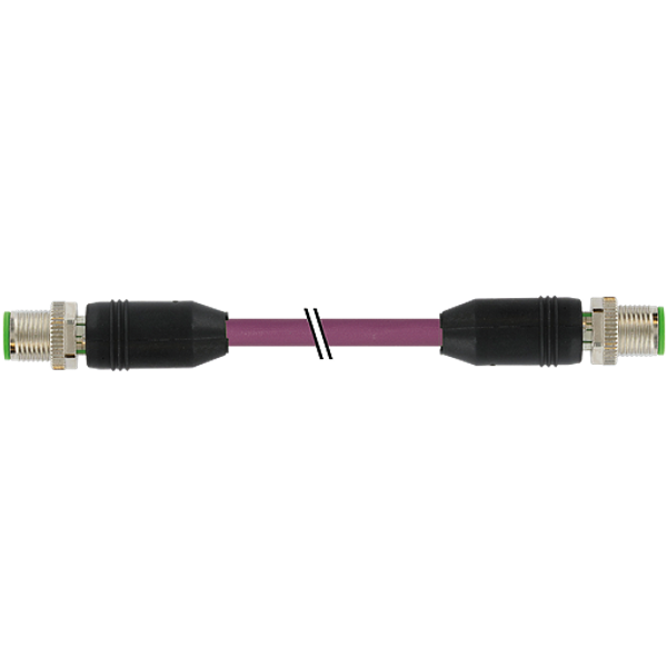 M12 male 0°/ male 0° Ethernet PUR 1x4xAWG22 shielded vt+dragch 1,3m image 1