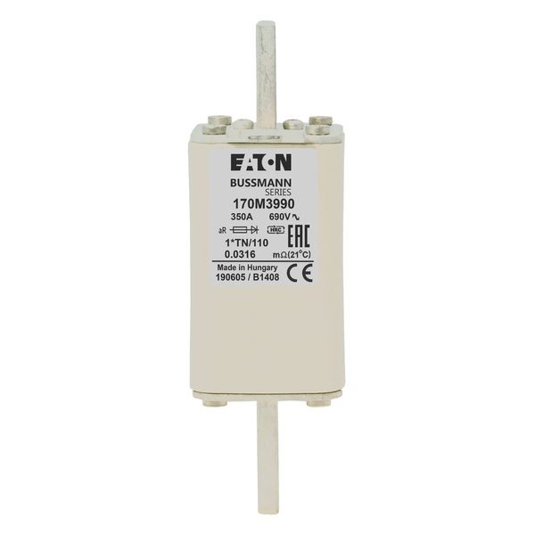 Fuse-link, high speed, 350 A, AC 1000 V, compact DIN 1, 43 x 61 x 138 mm, aR, DIN, IEC, type T indicator image 15