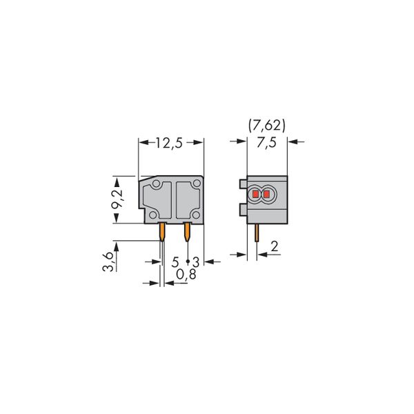 Stackable 2-conductor PCB terminal block 0.75 mm² Pin spacing 7.5/7.62 image 3